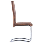 ZNTS Cantilever Dining Chairs 4 pcs Brown Faux Suede Leather 281955