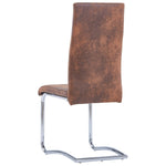 ZNTS Cantilever Dining Chairs 4 pcs Brown Faux Suede Leather 281955