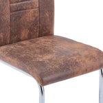 ZNTS Cantilever Dining Chairs 4 pcs Brown Faux Suede Leather 281955