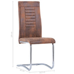 ZNTS Cantilever Dining Chairs 4 pcs Brown Faux Suede Leather 281955