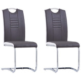 ZNTS Cantilever Dining Chairs 2 pcs Grey Faux Leather 281992
