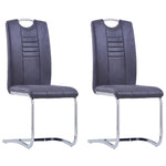 ZNTS Cantilever Dining Chairs 2 pcs Grey Faux Suede Leather 282004