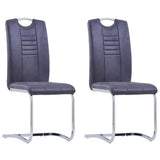 ZNTS Cantilever Dining Chairs 2 pcs Grey Faux Suede Leather 282004