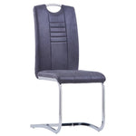 ZNTS Cantilever Dining Chairs 2 pcs Grey Faux Suede Leather 282004