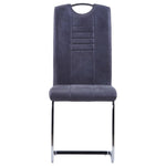 ZNTS Cantilever Dining Chairs 2 pcs Grey Faux Suede Leather 282004