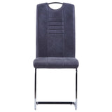 ZNTS Cantilever Dining Chairs 2 pcs Grey Faux Suede Leather 282004