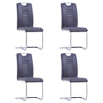 ZNTS Cantilever Dining Chairs 4 pcs Grey Faux Suede Leather 282005