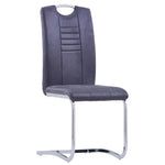 ZNTS Cantilever Dining Chairs 4 pcs Grey Faux Suede Leather 282005