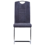 ZNTS Cantilever Dining Chairs 4 pcs Grey Faux Suede Leather 282005