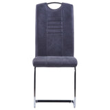 ZNTS Cantilever Dining Chairs 4 pcs Grey Faux Suede Leather 282005