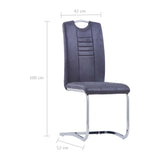 ZNTS Cantilever Dining Chairs 4 pcs Grey Faux Suede Leather 282005