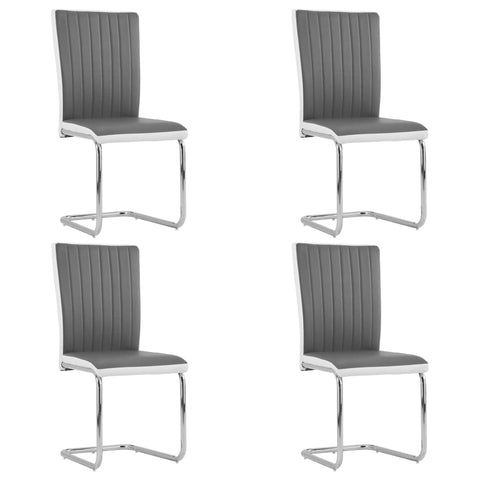 ZNTS Cantilever Dining Chairs 4 pcs Grey Faux Leather 282009