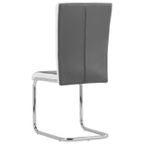 ZNTS Cantilever Dining Chairs 4 pcs Grey Faux Leather 282009