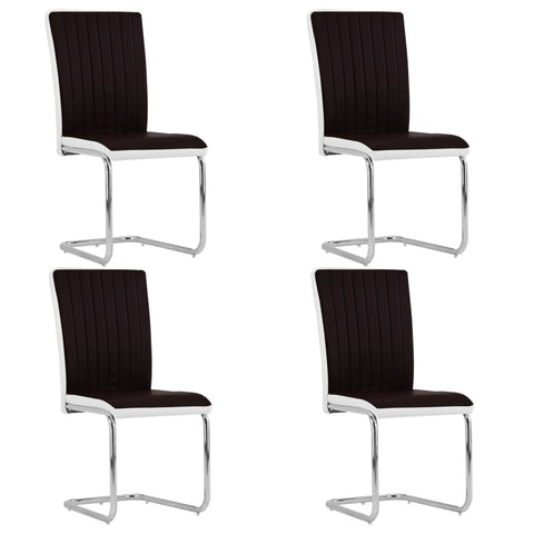 ZNTS Cantilever Dining Chairs 4 pcs Brown Faux Leather 282011
