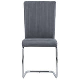 ZNTS Cantilever Dining Chairs 2 pcs Grey Faux Suede Leather 282020