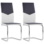 ZNTS Cantilever Dining Chairs 2 pcs Black Faux Leather 282044