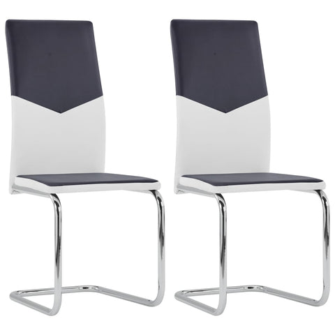 ZNTS Cantilever Dining Chairs 2 pcs Black Faux Leather 282044