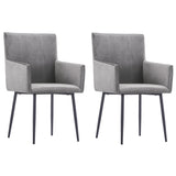 ZNTS Dining Chairs with Armrests 2 pcs Grey Velvet 282054