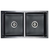 ZNTS Handmade Kitchen Sink Black Stainless Steel 145085