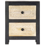 ZNTS Hand Carved Bedside Cabinet Grey 40x30x50 cm Solid Mango Wood 282722