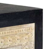 ZNTS Hand Carved Bedside Cabinet Grey 40x30x50 cm Solid Mango Wood 282722