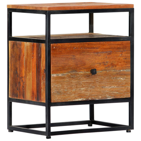 ZNTS Bedside Cabinet 40x30x50 cm Solid Reclaimed Wood and Steel 282725