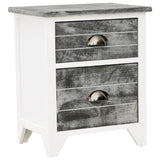 ZNTS Nightstand Grey and White 38x28x45 cm Paulownia Wood 284047