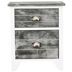 ZNTS Nightstand Grey and White 38x28x45 cm Paulownia Wood 284047