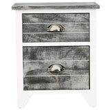 ZNTS Nightstand Grey and White 38x28x45 cm Paulownia Wood 284047