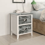 ZNTS Nightstand Grey and White 38x28x45 cm Paulownia Wood 284047