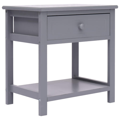 ZNTS Nightstand Grey 40x29x42 cm Paulownia Wood 284050