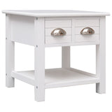 ZNTS Side Table White 40x40x40 cm Paulownia Wood 284068