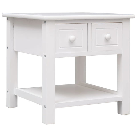 ZNTS Side Table White 40x40x40 cm Paulownia Wood 284070