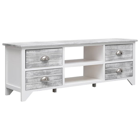 ZNTS TV Cabinet White and Grey 115x30x40 cm Paulownia Wood 284113
