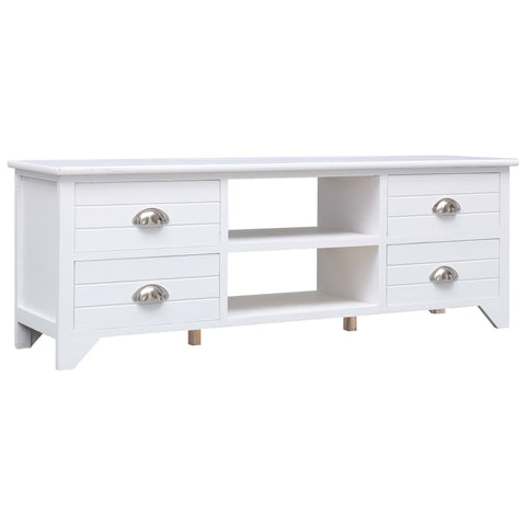 ZNTS TV Cabinet White 115x30x40 cm Paulownia Wood 284115