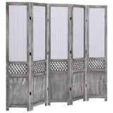 ZNTS 5-Panel Room Divider Grey 175x165 cm Fabric 284217