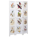 ZNTS 3-Panel Room Divider White 105x165 cm Bird 284223