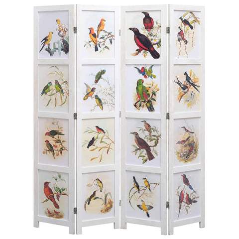 ZNTS 4-Panel Room Divider White 140x165 cm Bird 284224