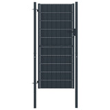 ZNTS Fence Gate PVC and Steel 100x124 cm Anthracite 145234