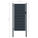 ZNTS Fence Gate PVC and Steel 100x124 cm Anthracite 145234