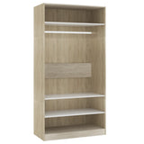 ZNTS Wardrobe White and Sonoma Oak 100x50x200 cm Engineered Wood 800230
