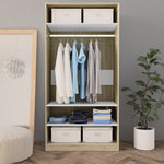 ZNTS Wardrobe White and Sonoma Oak 100x50x200 cm Engineered Wood 800230