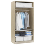 ZNTS Wardrobe White and Sonoma Oak 100x50x200 cm Engineered Wood 800230