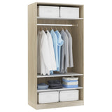 ZNTS Wardrobe White and Sonoma Oak 100x50x200 cm Engineered Wood 800230