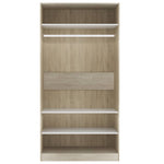 ZNTS Wardrobe White and Sonoma Oak 100x50x200 cm Engineered Wood 800230