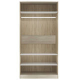 ZNTS Wardrobe White and Sonoma Oak 100x50x200 cm Engineered Wood 800230