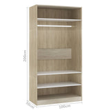 ZNTS Wardrobe White and Sonoma Oak 100x50x200 cm Engineered Wood 800230