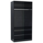 ZNTS Wardrobe High Gloss Black 100x50x200 cm Engineered Wood 800232