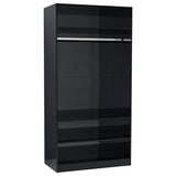 ZNTS Wardrobe High Gloss Black 100x50x200 cm Engineered Wood 800232