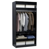 ZNTS Wardrobe High Gloss Black 100x50x200 cm Engineered Wood 800232